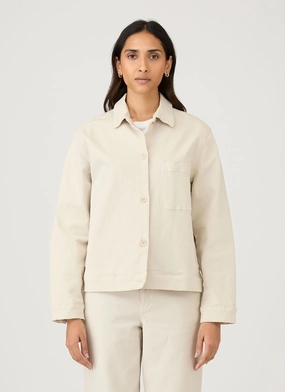 Eco Friendly Women's Chore Jacket in Chalk LaserCut Ventilation Zones Women's Chore Jacket in Chalk