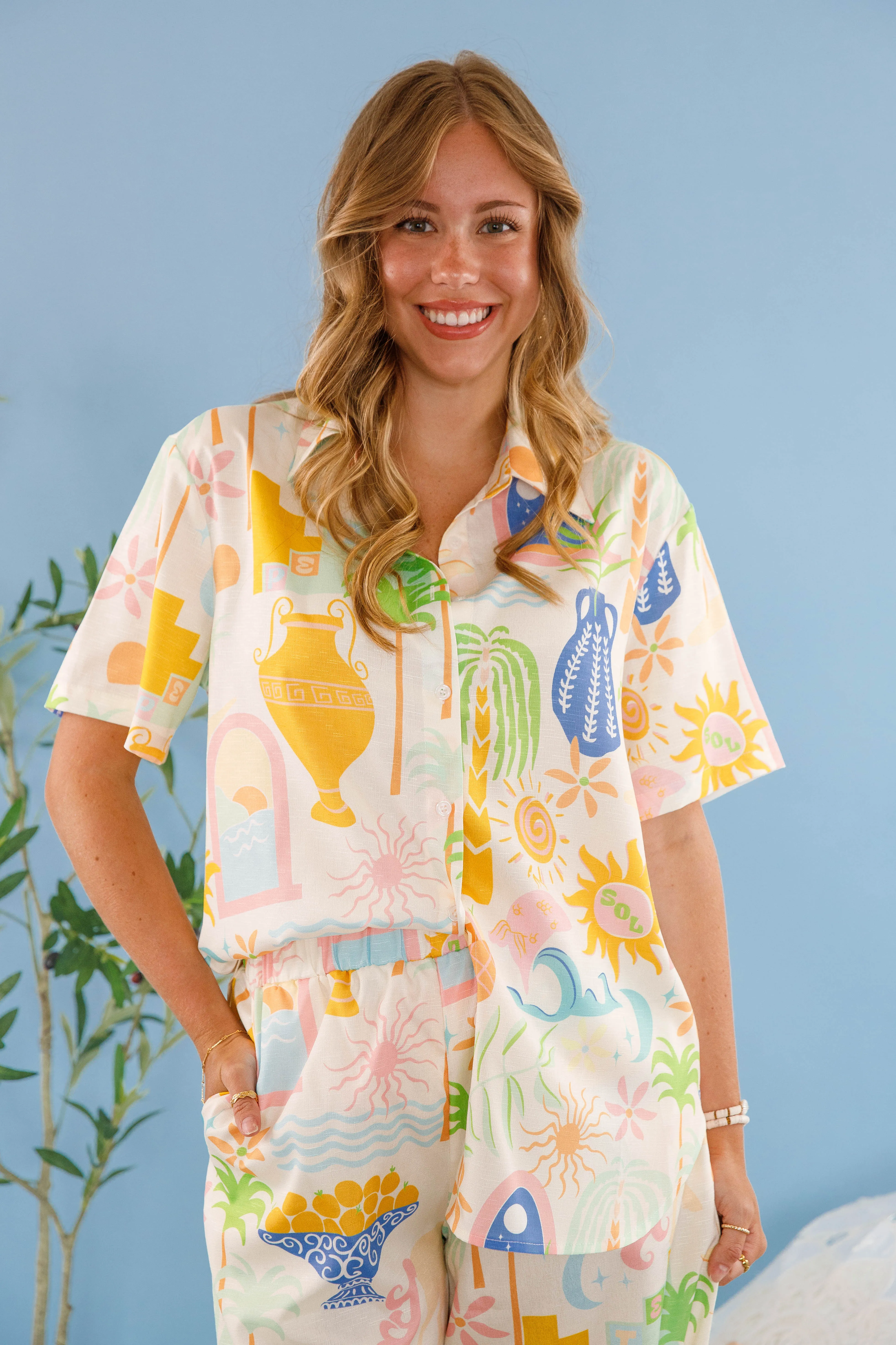 AllPurpose Design Luxurious Feel On My Radar Button Down Top