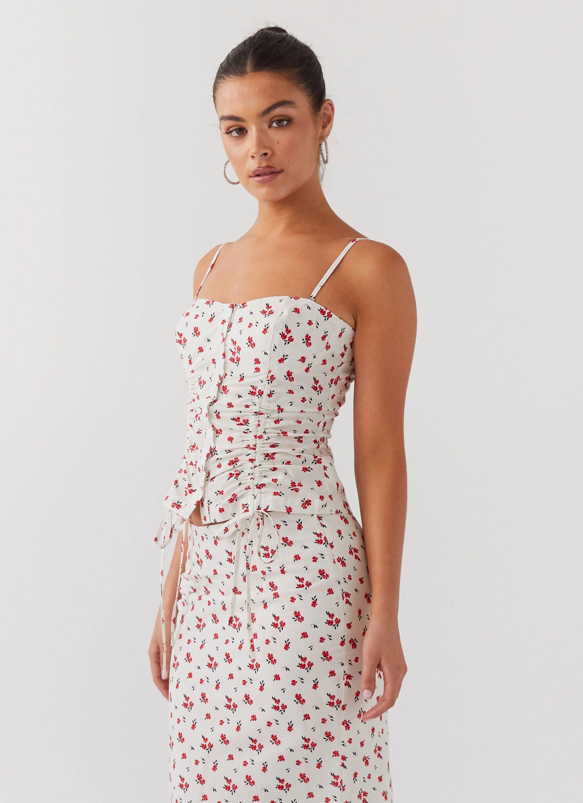 Ariana Linen Bustier Top - Poppy Floral Sport Top