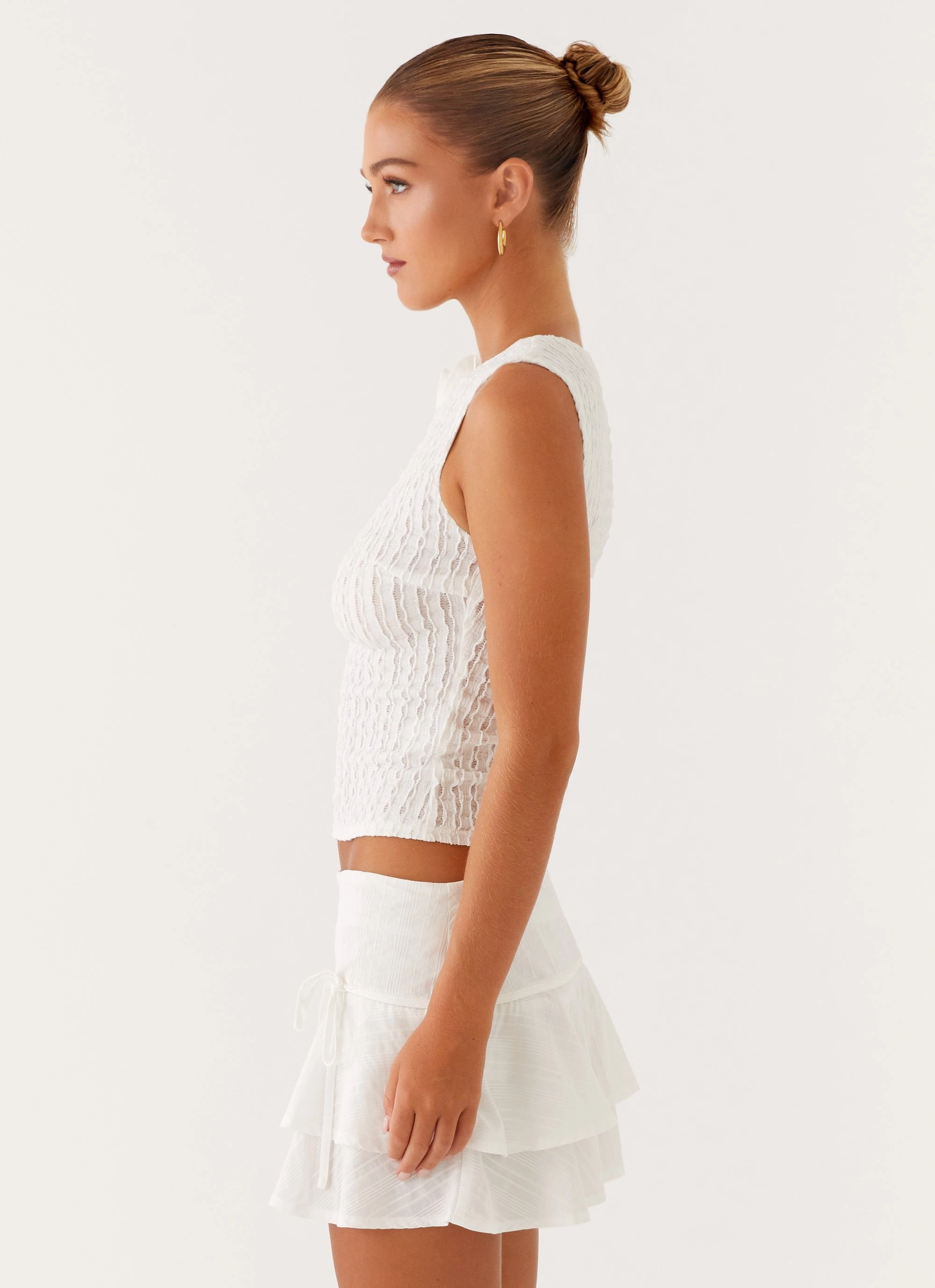 Lisbon Tank Top - White Odor Control Technology Comfort Cushion Neckline