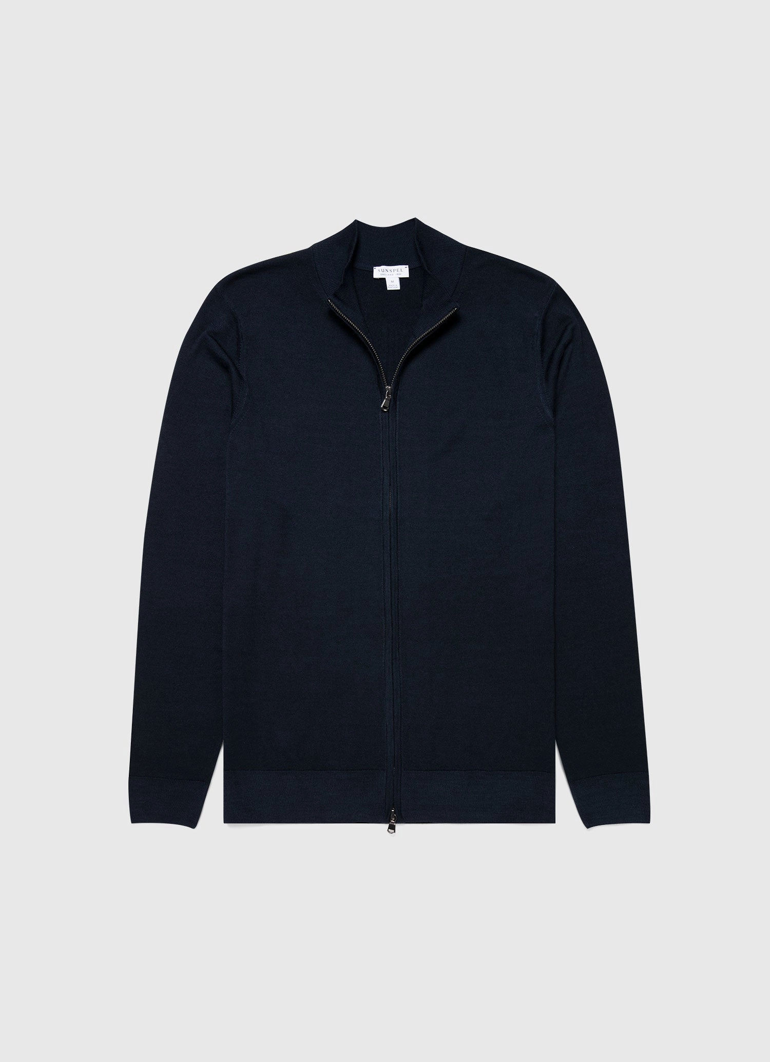 Men's Extra-Fine Merino Zip Cardigan in Light Navy Daily Warmth