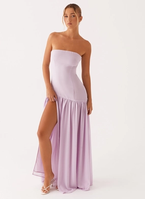 Eden Strapless Maxi Dress - Lilac Sleek Wear Eden Strapless Maxi Dress - Lilac Timeless Vibe