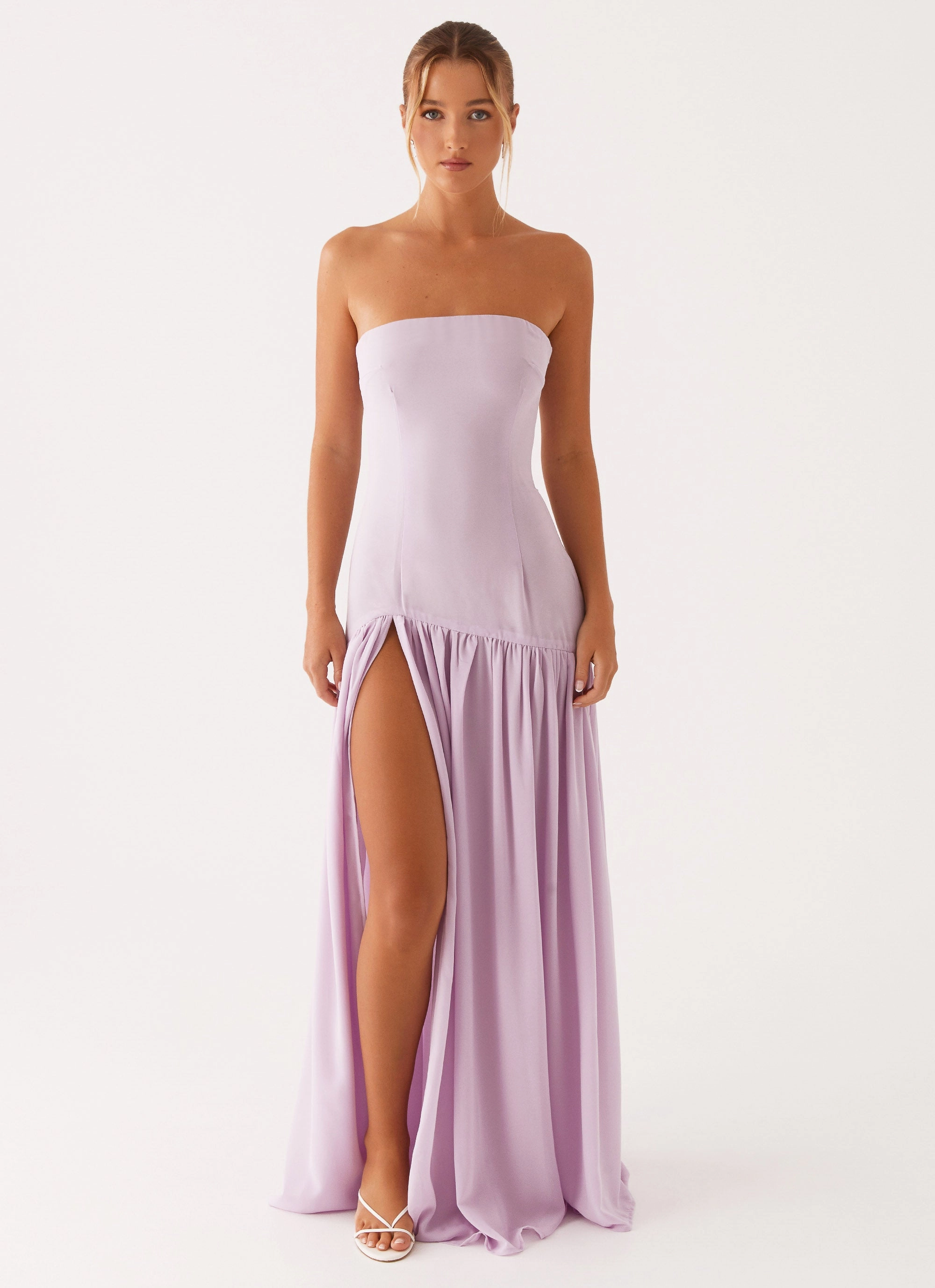 Eden Strapless Maxi Dress - Lilac Structured-Shape