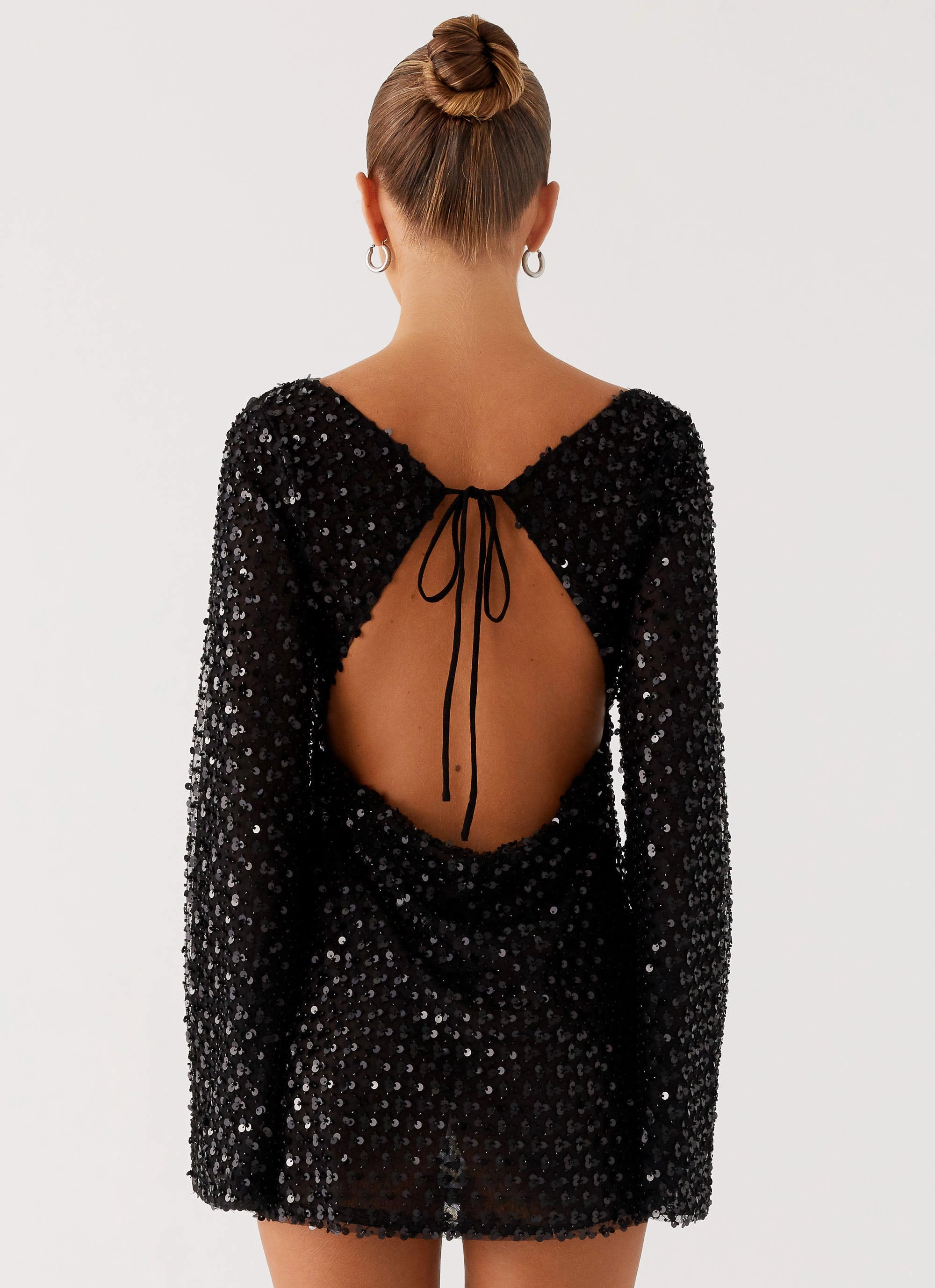 Edessa Sequin Mini Dress - Black Calm Silhouette Go To Wear