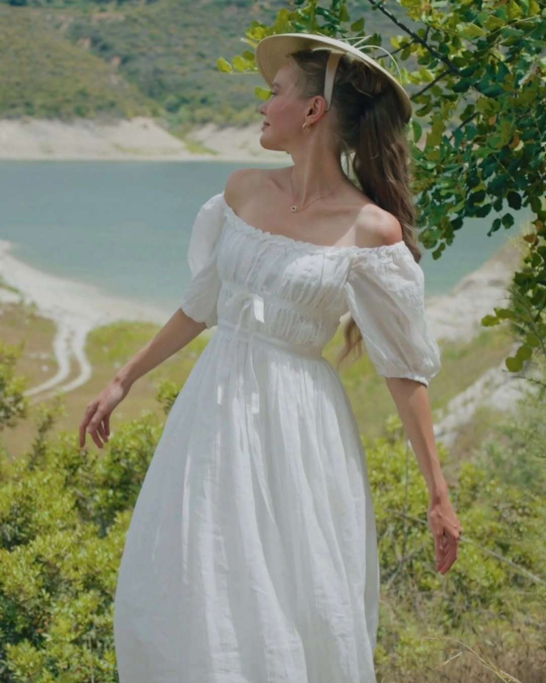 Flexible Shoulder Osmanthus 01 | maxi linen dress