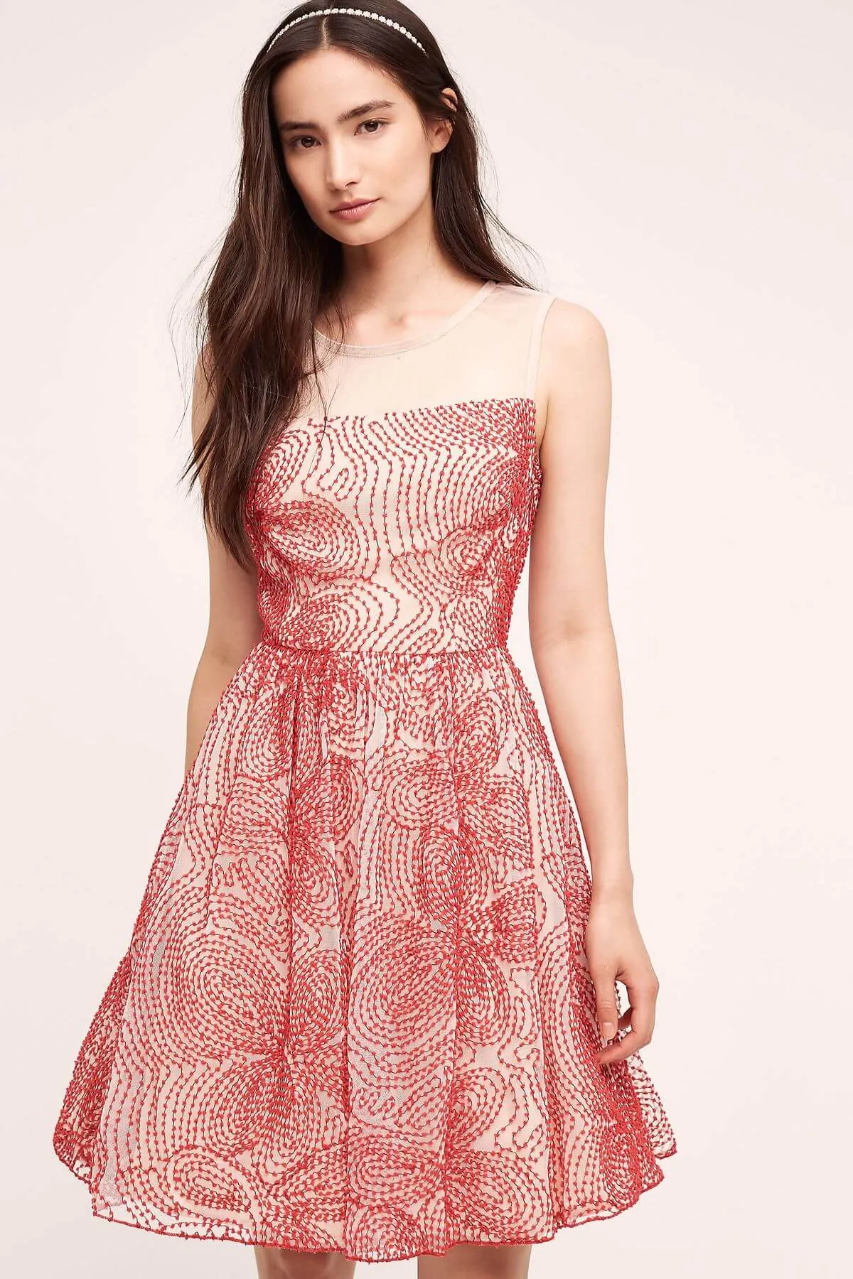 Square-Neck Renee Dress - Red Puff