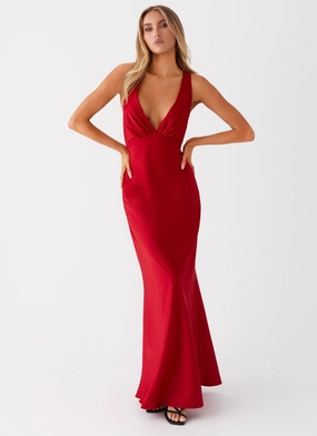 Edgy Garb Slyvia Maxi Dress - Red Effortless Vibe Slyvia Maxi Dress - Red