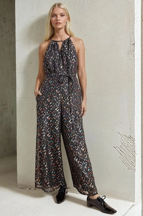 Edita Halter Metallic Clip Dot Jumpsuit Modular Attachment System StretchableKnit Edita Halter Metallic Clip Dot Jumpsuit