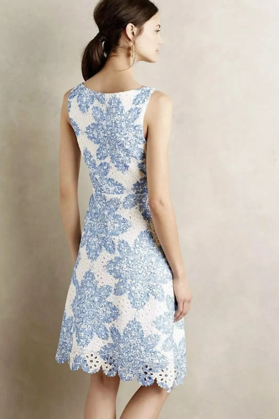 Chic Design Unique Cut Blue Lace Mini Dress