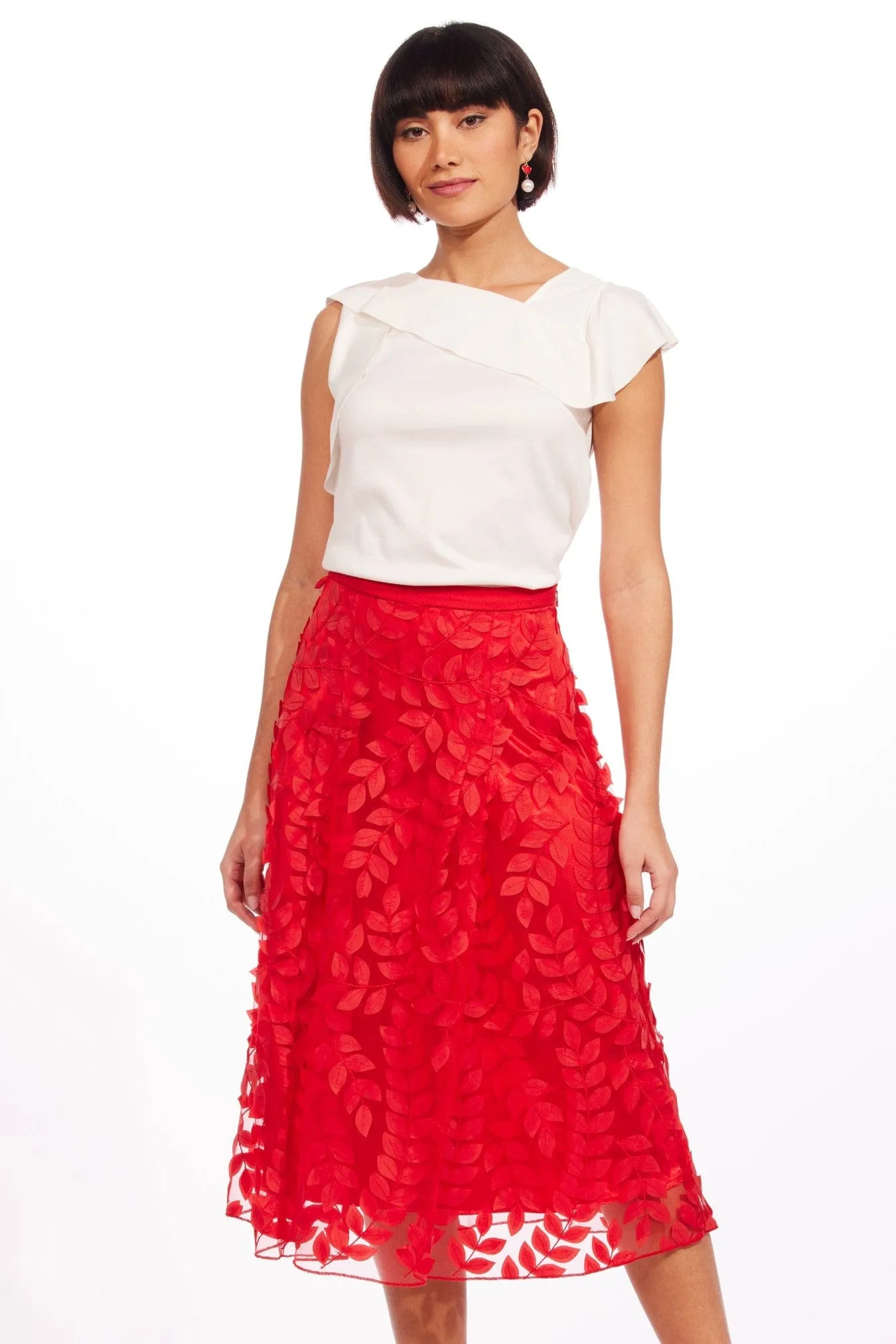 Amanda Skirt - Red Vine Wrinkle Resistant Finish Slow Fashion