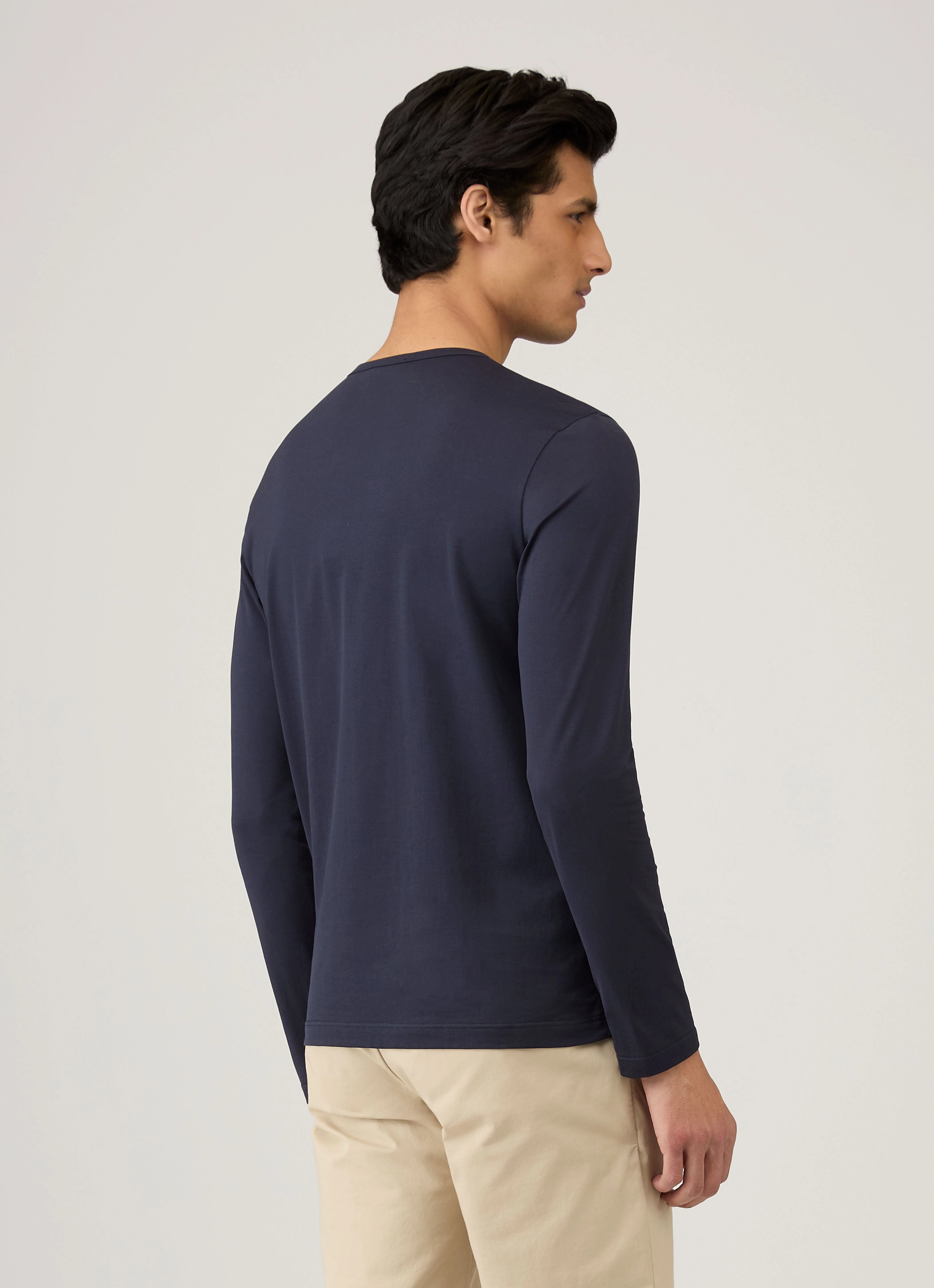 Weekend Style Trend Men's Classic Long Sleeve T-shirt in Navy