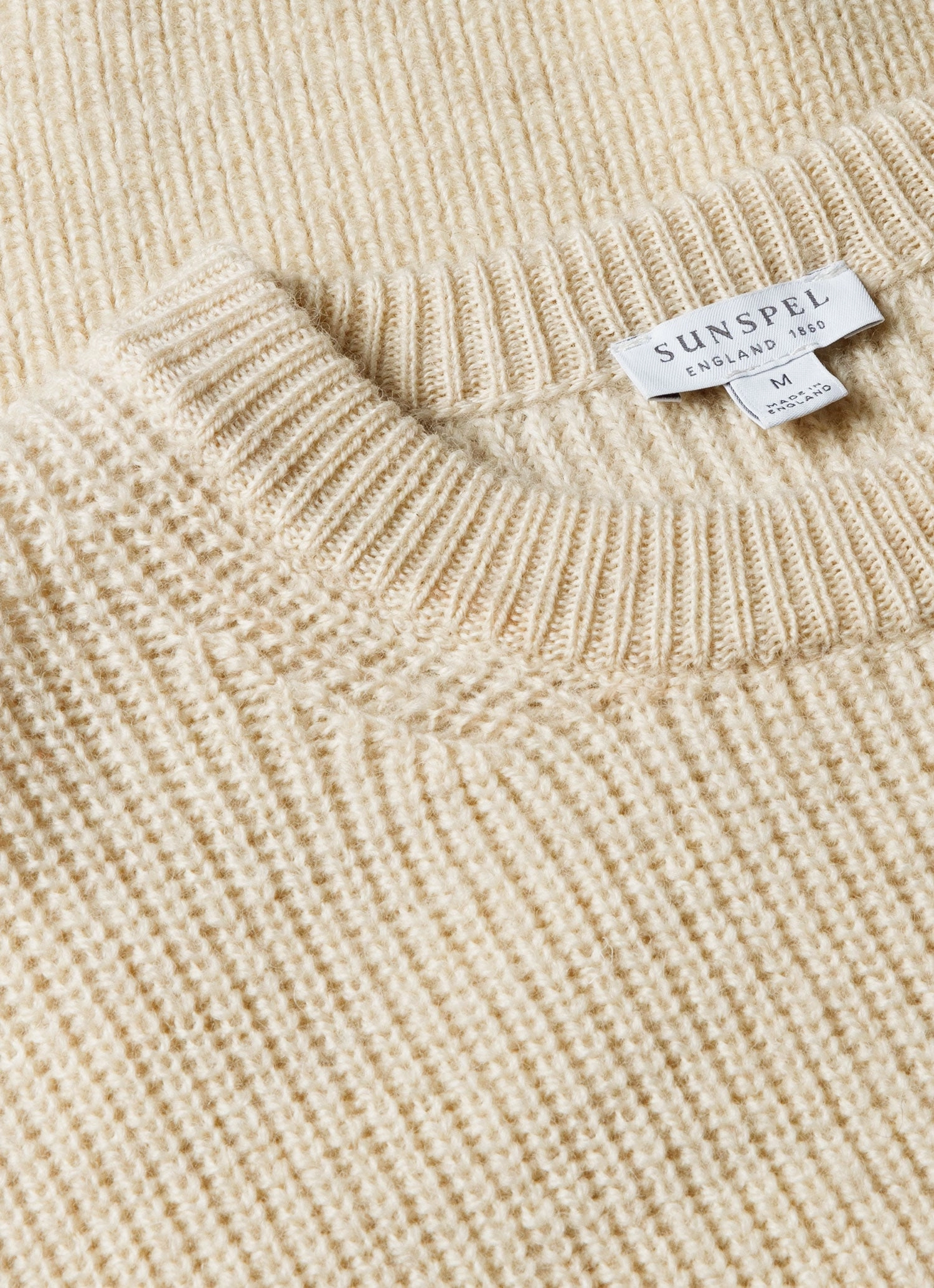 MultiDirectional Elasticity Soft touch finish Men's Luxury British Wool Jumper in Natural Ecru