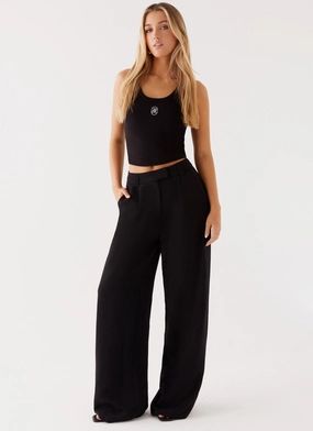 Elastic Free Hemming Midnight City Suit Pants - Black Breathable fabric Midnight City Suit Pants - Black