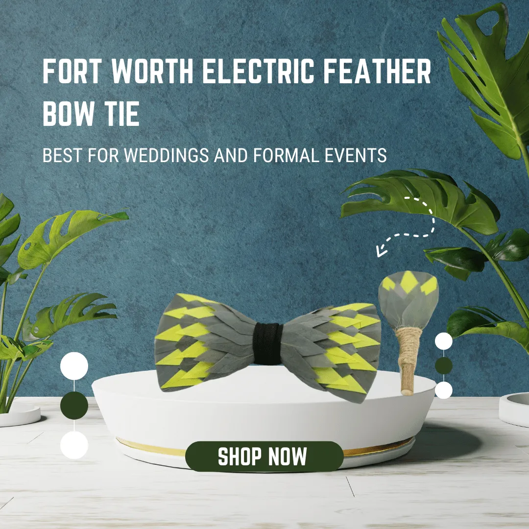 Electric Feather Bow Tie & Lapel Pin Set - Unique Fort Worth Gift for Men