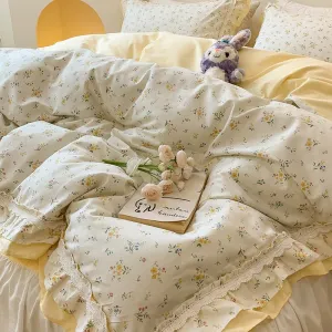 Elegance Yellow Blossom Ruffle Bed Skirt Set