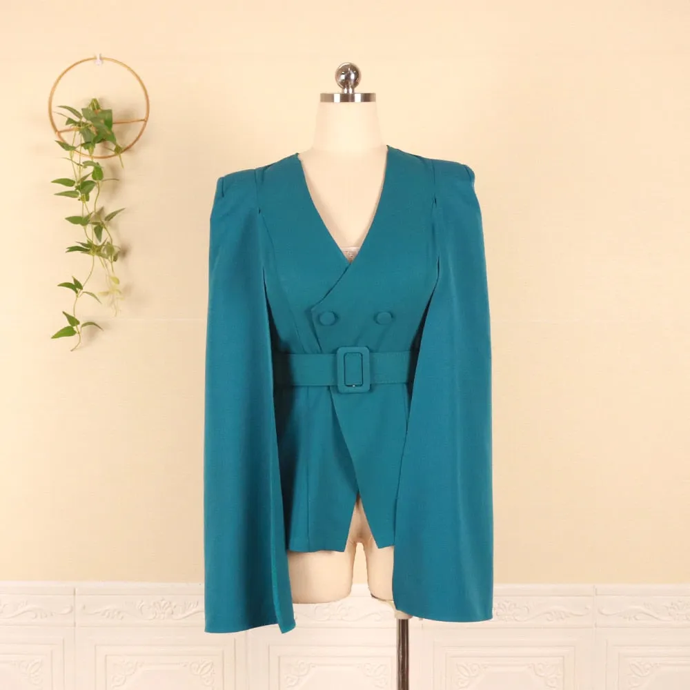 Elegant Fashion Long Sleeve Lapel Cape Split Poncho Blazer
