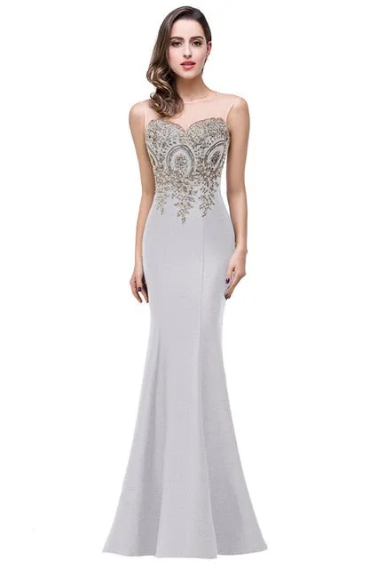 Elegant Flash Backless Off-the-shoulder Appliqued Lace Mermaid Prom Dresses For Ladies