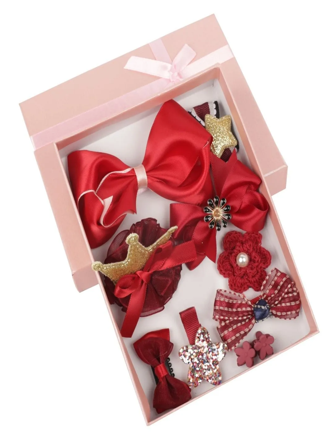 Elegant Hair Clips Set for Girls - Red & Blue Collection, Pack of 2