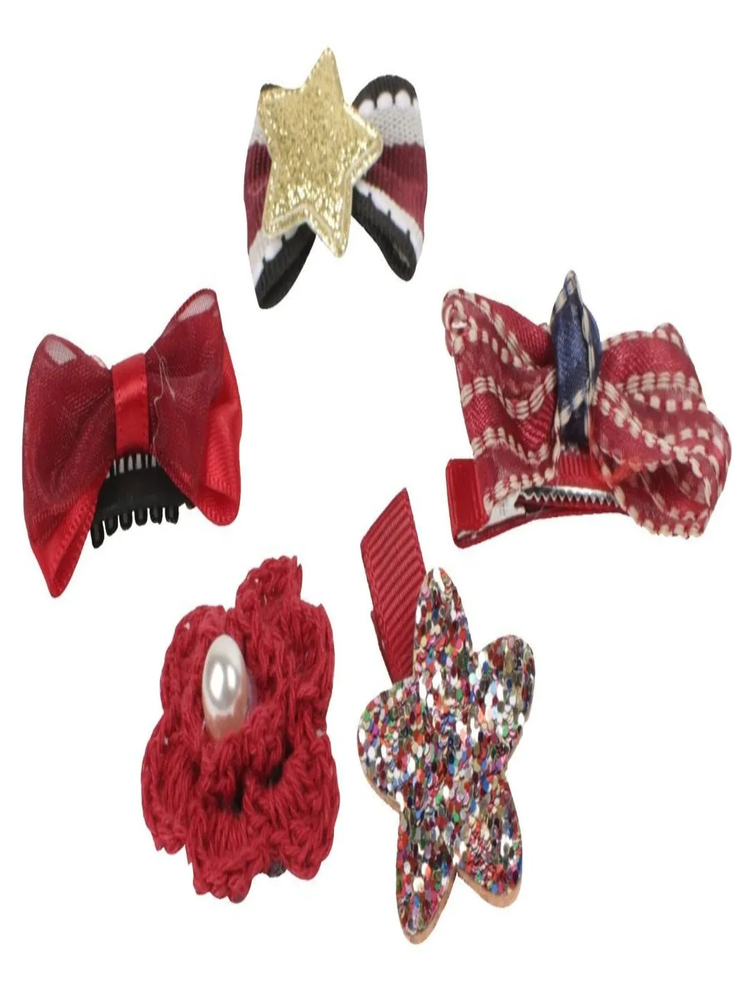Elegant Hair Clips Set for Girls - Red & Blue Collection, Pack of 2