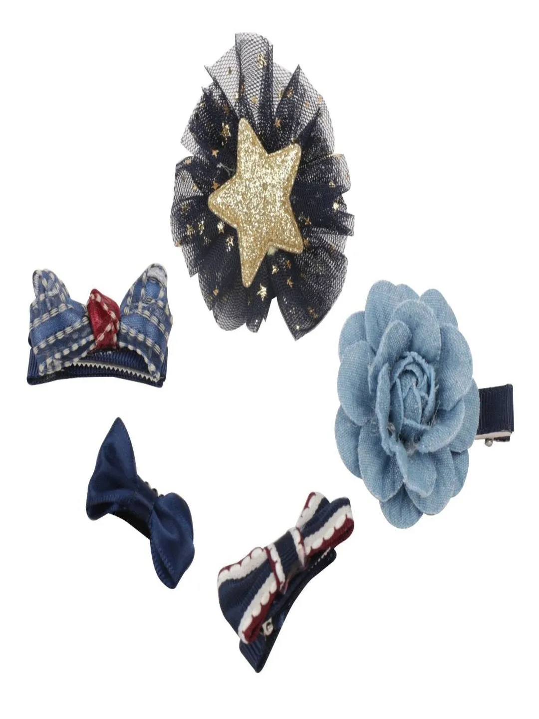 Elegant Hair Clips Set for Girls - Red & Blue Collection, Pack of 2