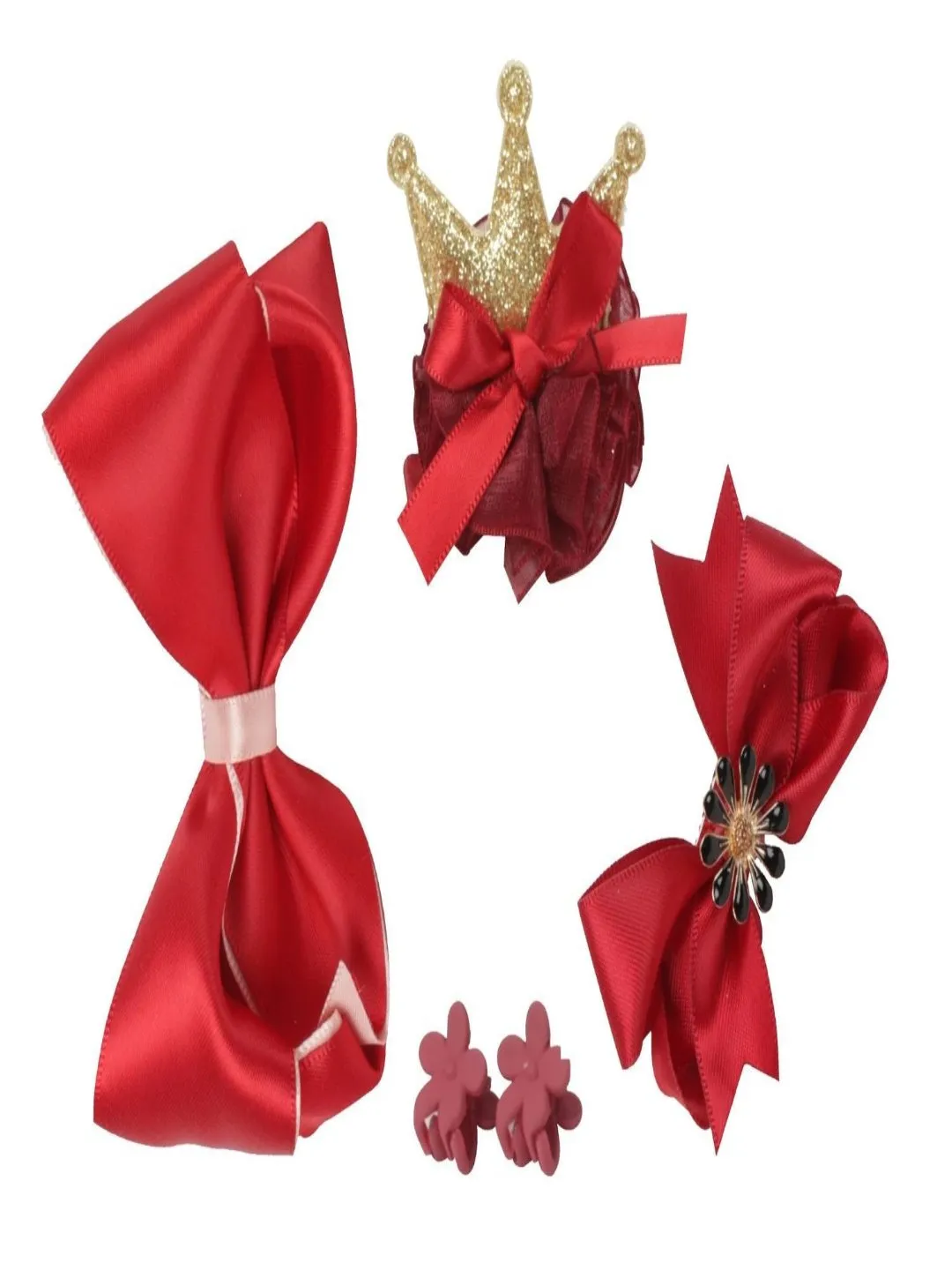 Elegant Hair Clips Set for Girls - Red & Blue Collection, Pack of 2