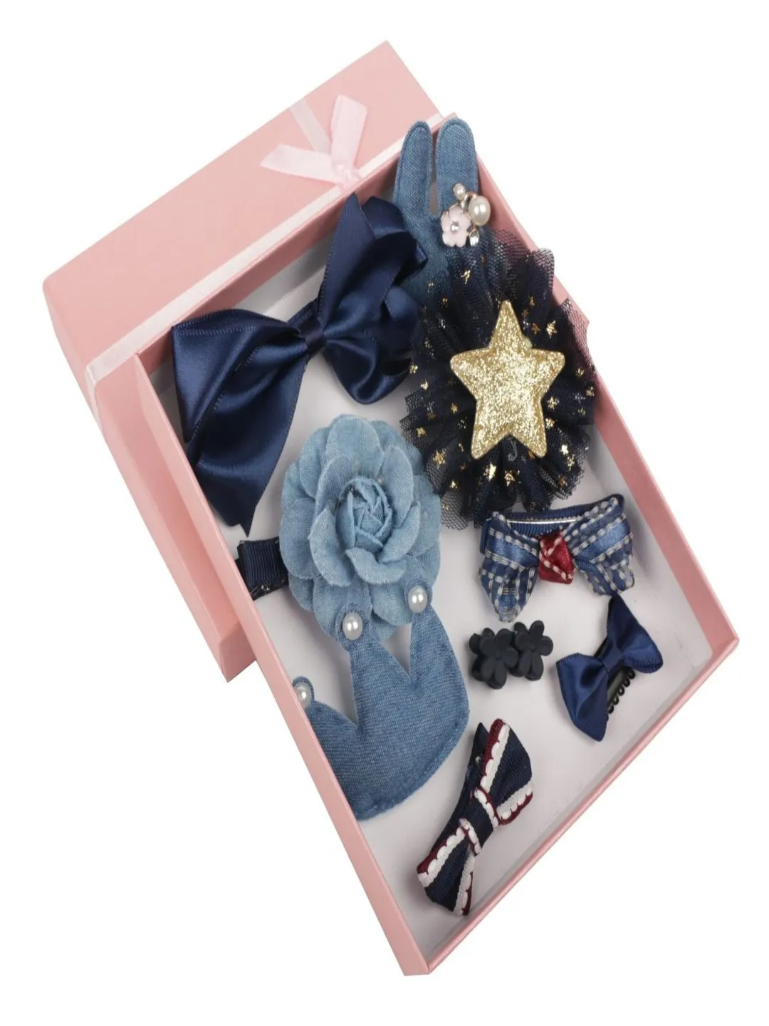 Elegant Hair Clips Set for Girls - Red & Blue Collection, Pack of 2
