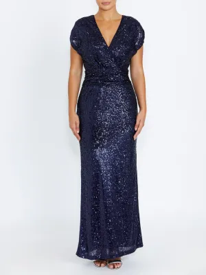 Formal Choice Flare Swing Calista Navy Sequin Gown