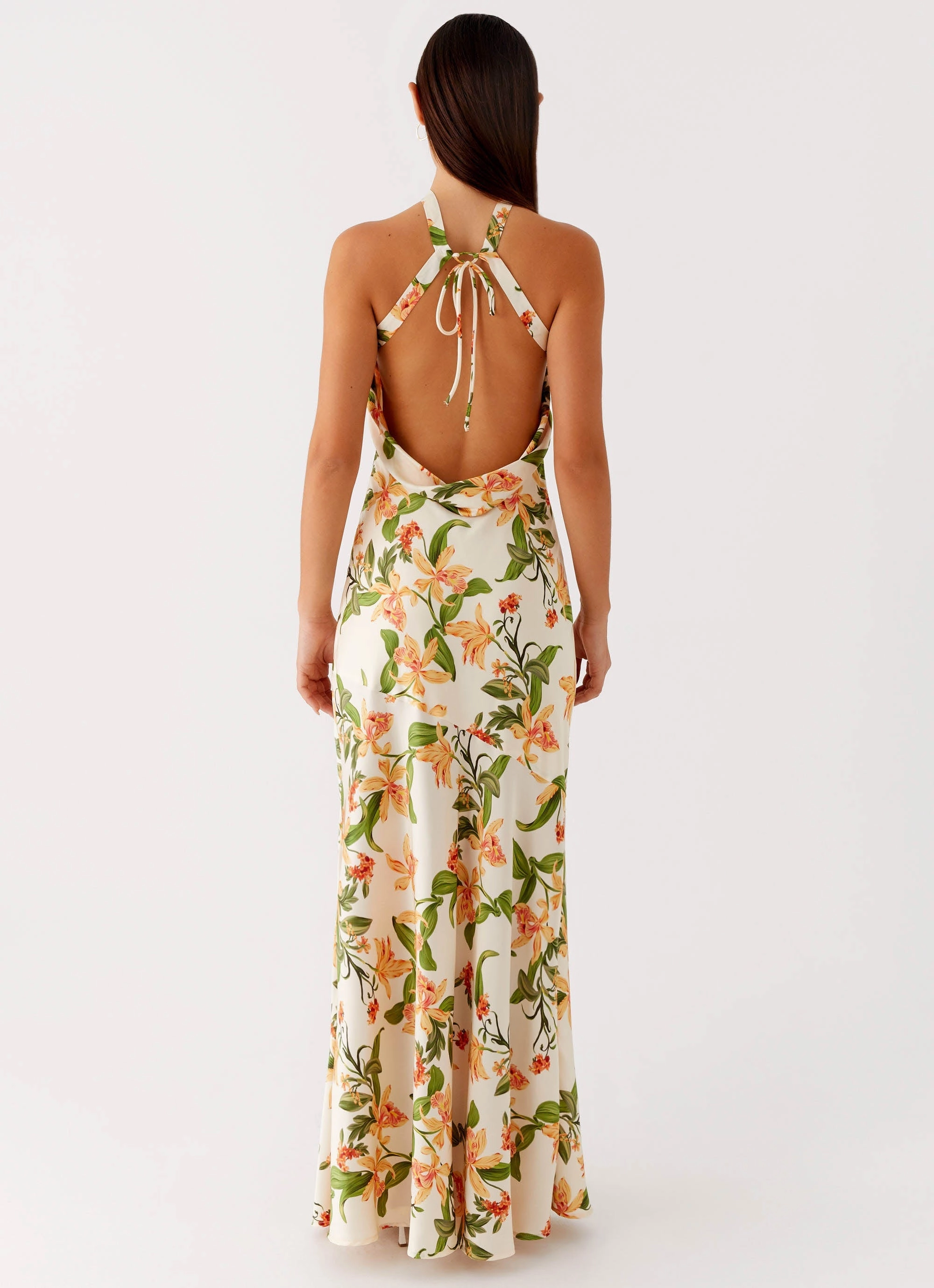Damali Satin Maxi Dress - Floral Print Soft Shape