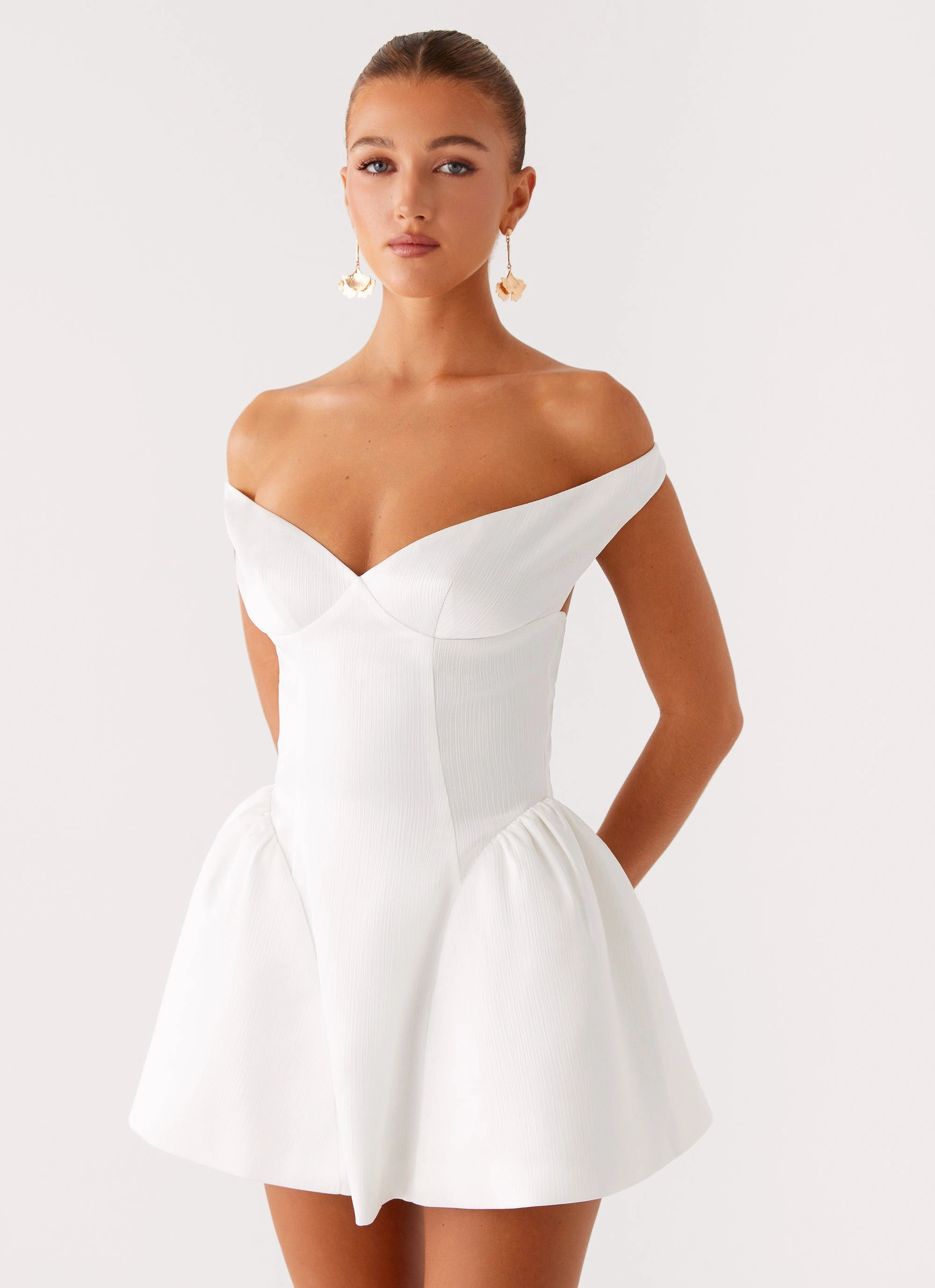 Cavella Mini Dress - White Romantic Hour Flattering Shape