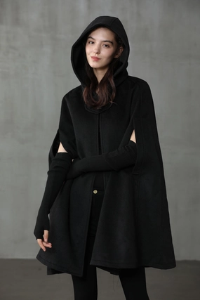 Elegant Layers The New Yorker | Hooded Cashmere Cape Trendy Comfort Zip-Closure The New Yorker | Hooded Cashmere Cape