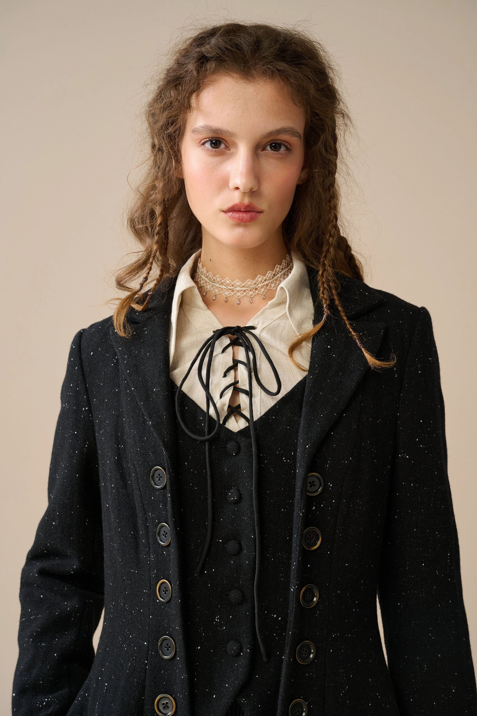 Night Party Doreen 15 |Vest-Layered 100% Wool Coat