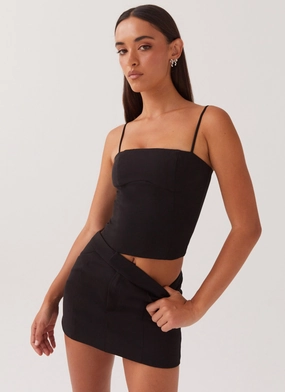 Eliana Suit Mini Skirt - Black Slip Resistant Hem Tough Style Timeless Comfort Fit Eliana Suit Mini Skirt - Black