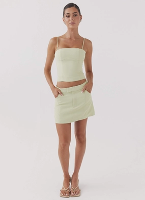 Eliana Suit Mini Skirt - Green Zest Comfortable Wear Flatlock Seams Stylish Look Eliana Suit Mini Skirt - Green Zest