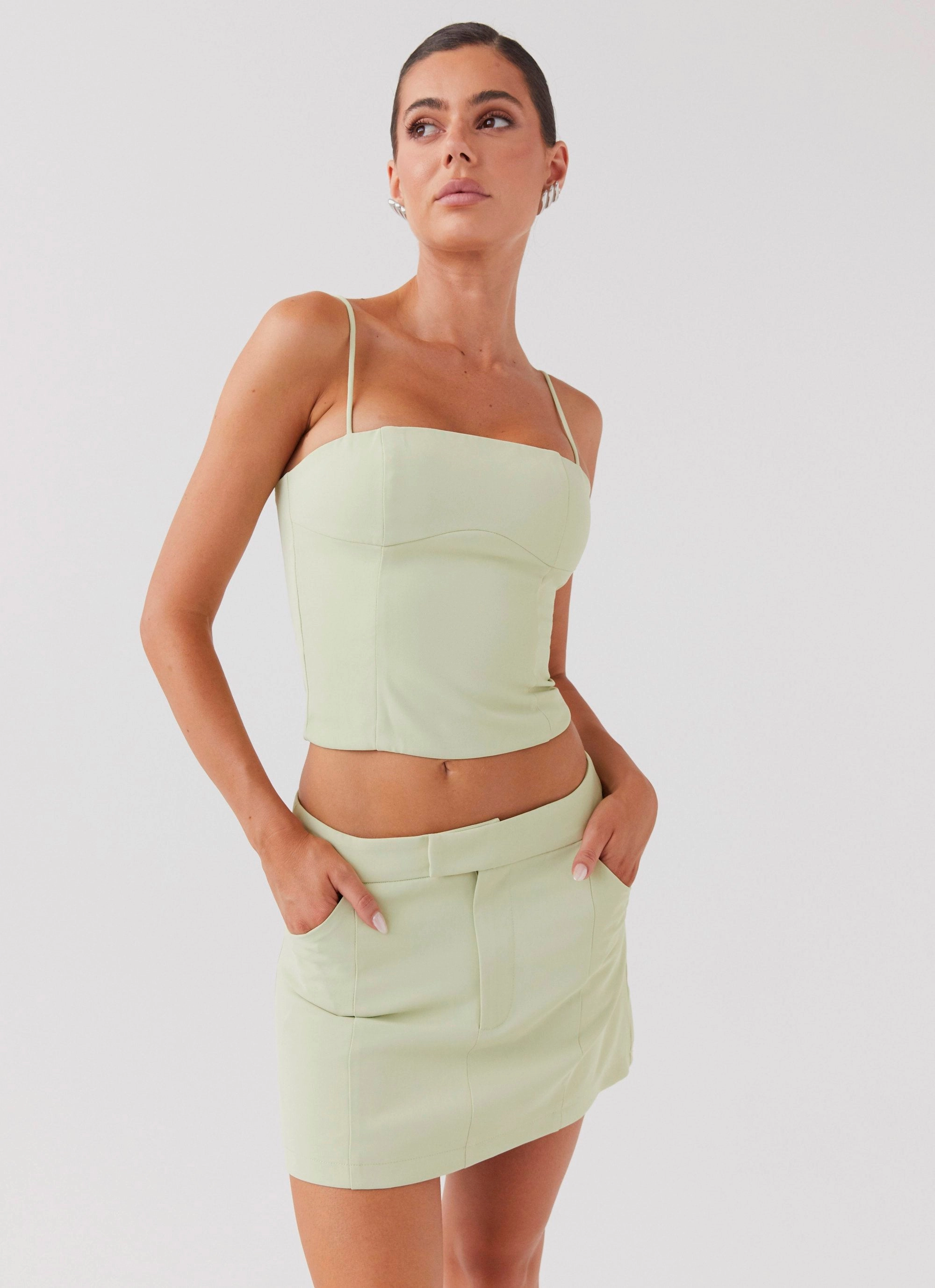 Cozy Comfort Easy Movement Eliana Suit Mini Skirt - Green Zest
