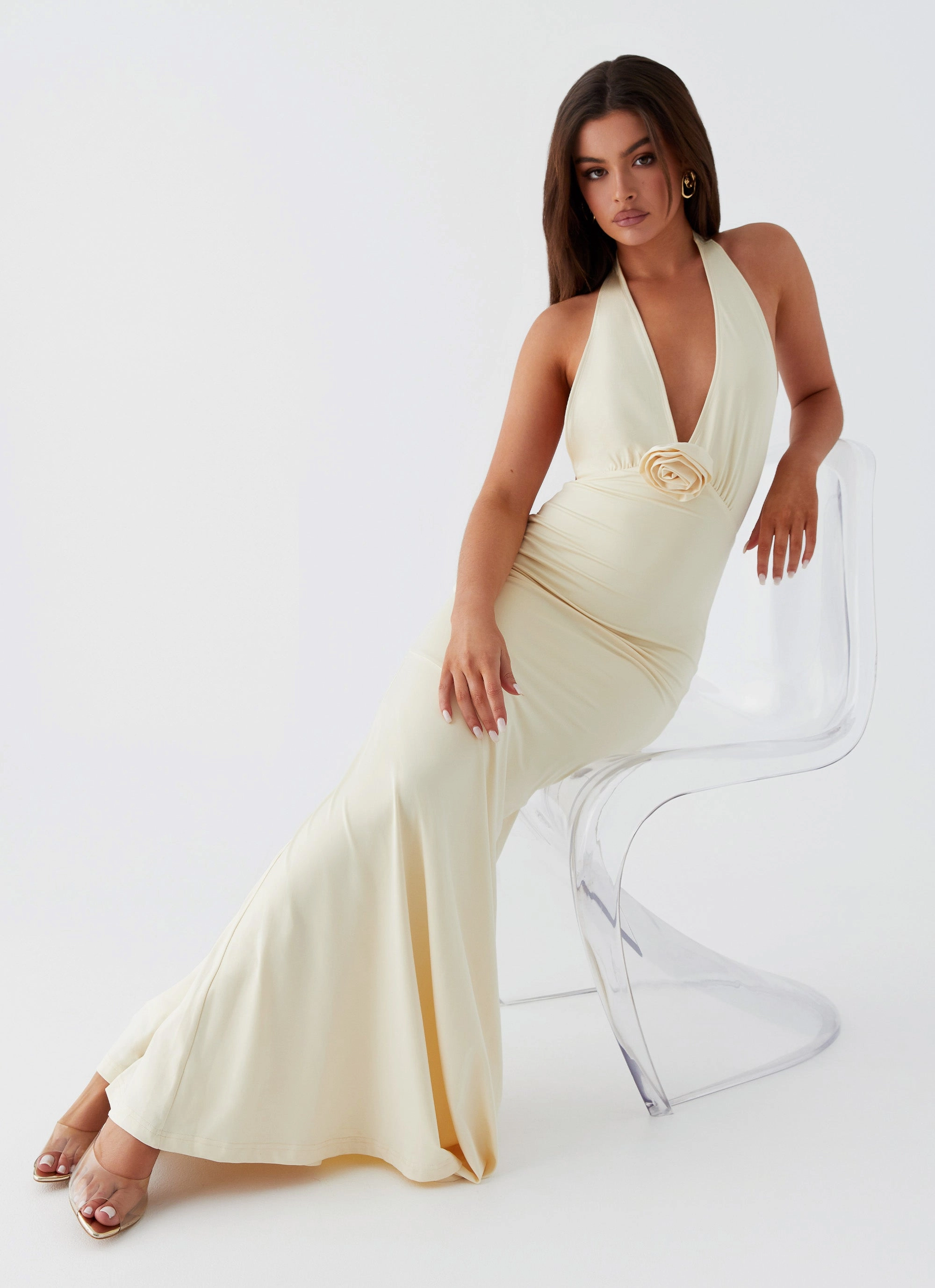 Elegant formal piece Minimalist Style Eliza Rose Maxi Dress - Yellow