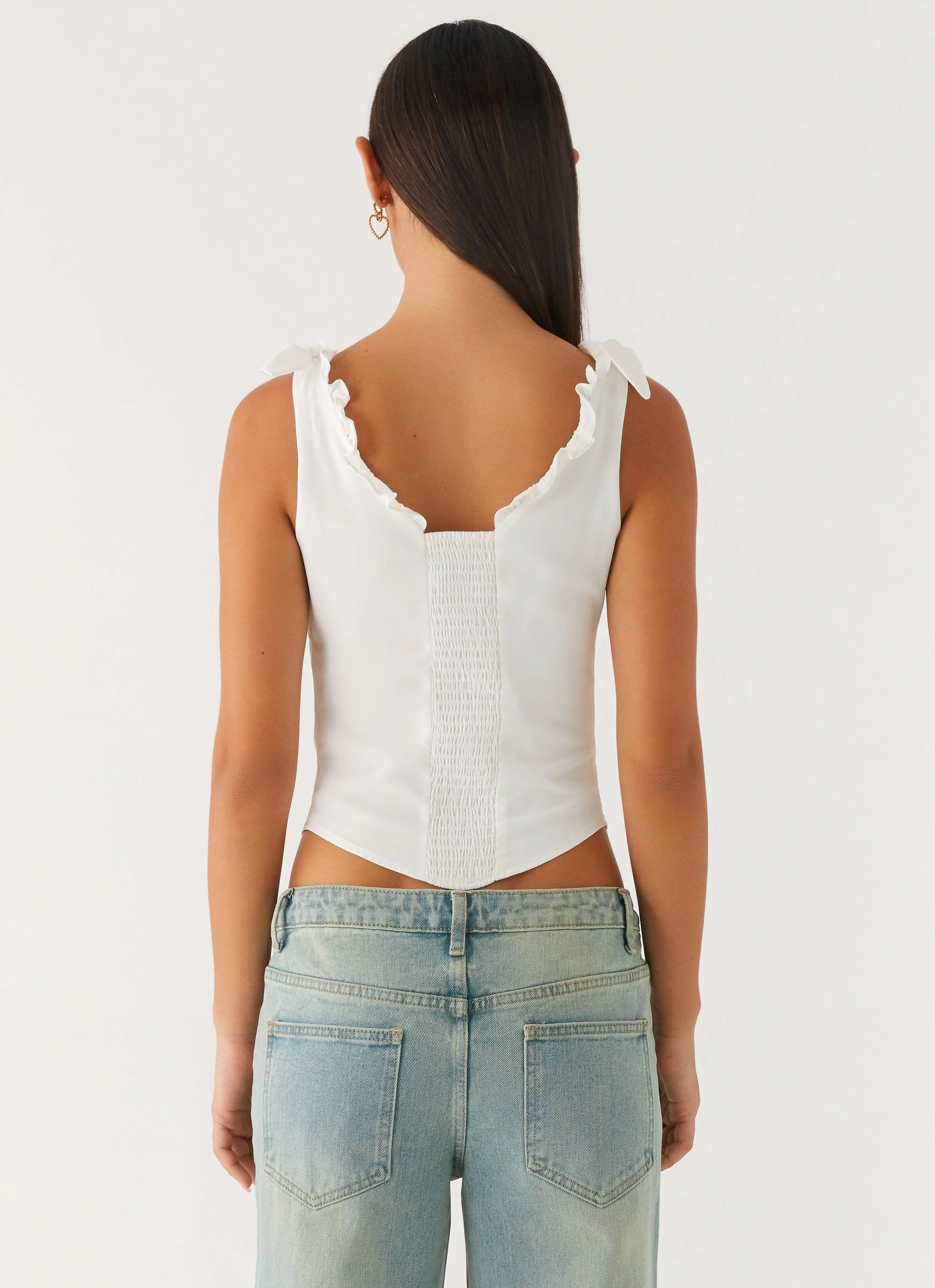 Ellery Top - White Reflective Logo Detail Double Stitched Hem