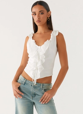 Ellery Top - White Durable Weave MultiDirectionalStretch Compact Stitching Ellery Top - White