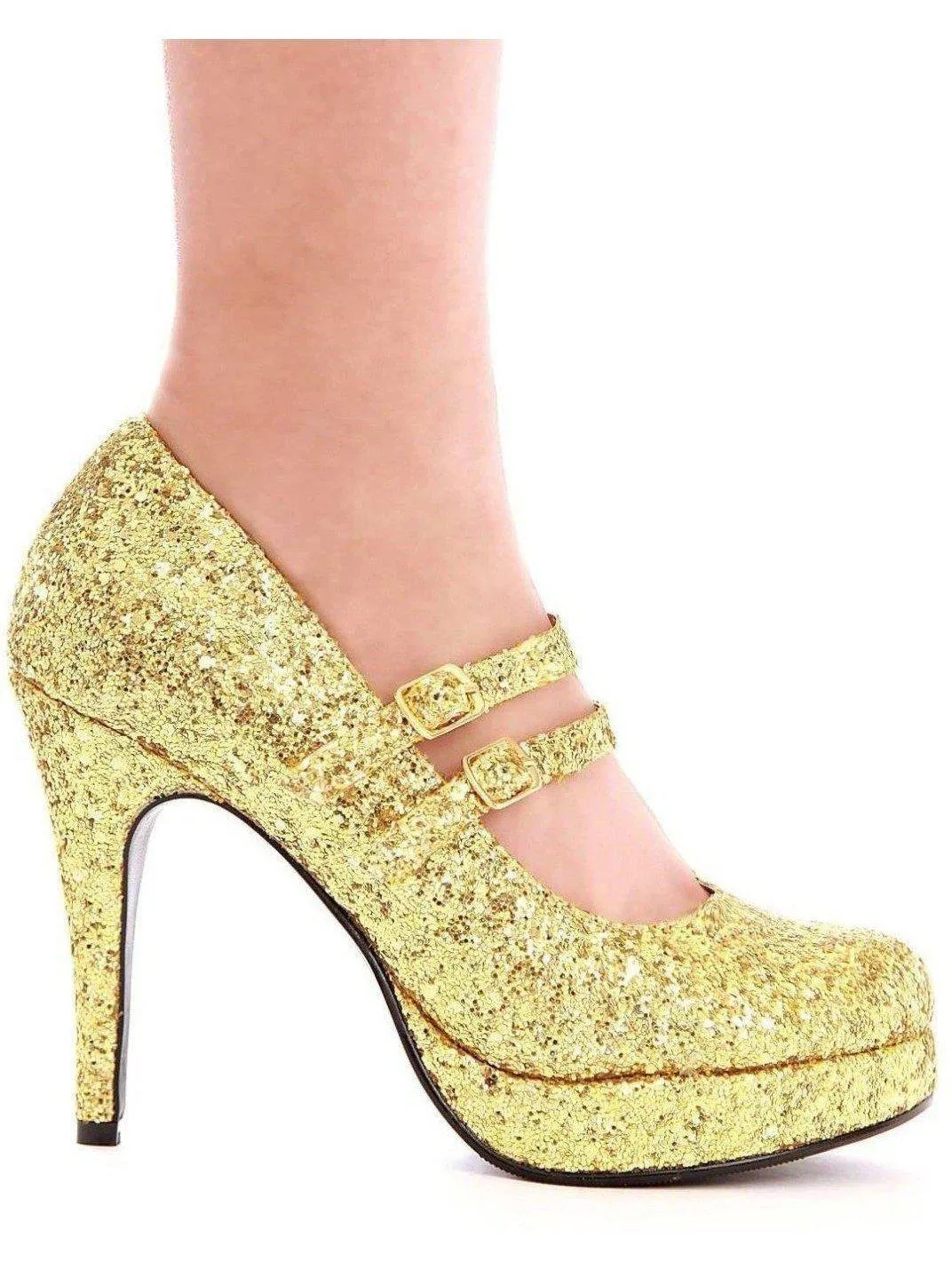 Ellie Shoes E-421-Jane-G 4" Double Strap Glitter Women's Mary Jane.