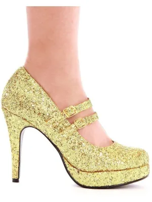 Ellie Shoes E-421-Jane-G 4" Double Strap Glitter Women's Mary Jane.