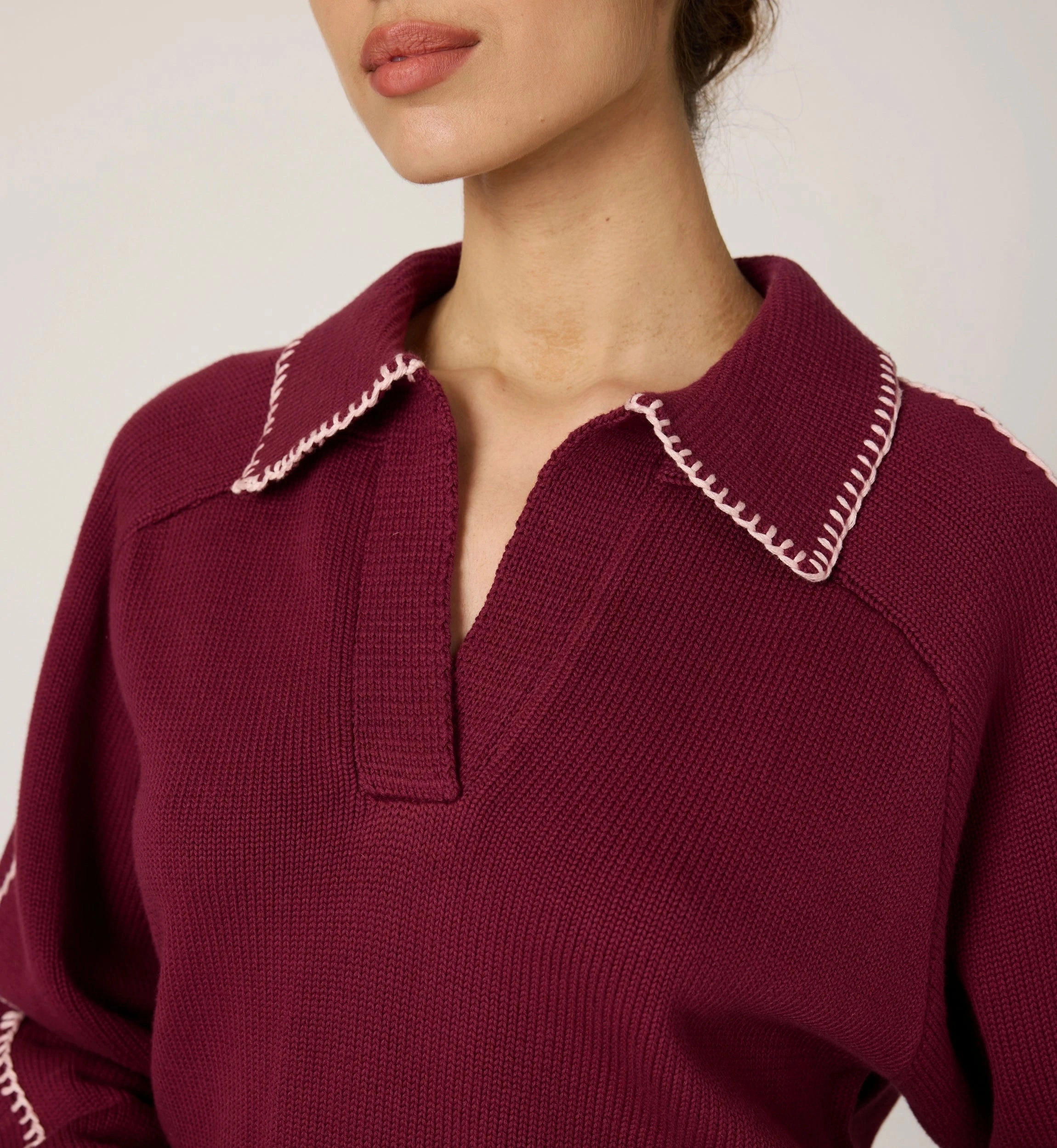 WideNeckOpening Elly Sweater | Zinfandel / Ivory