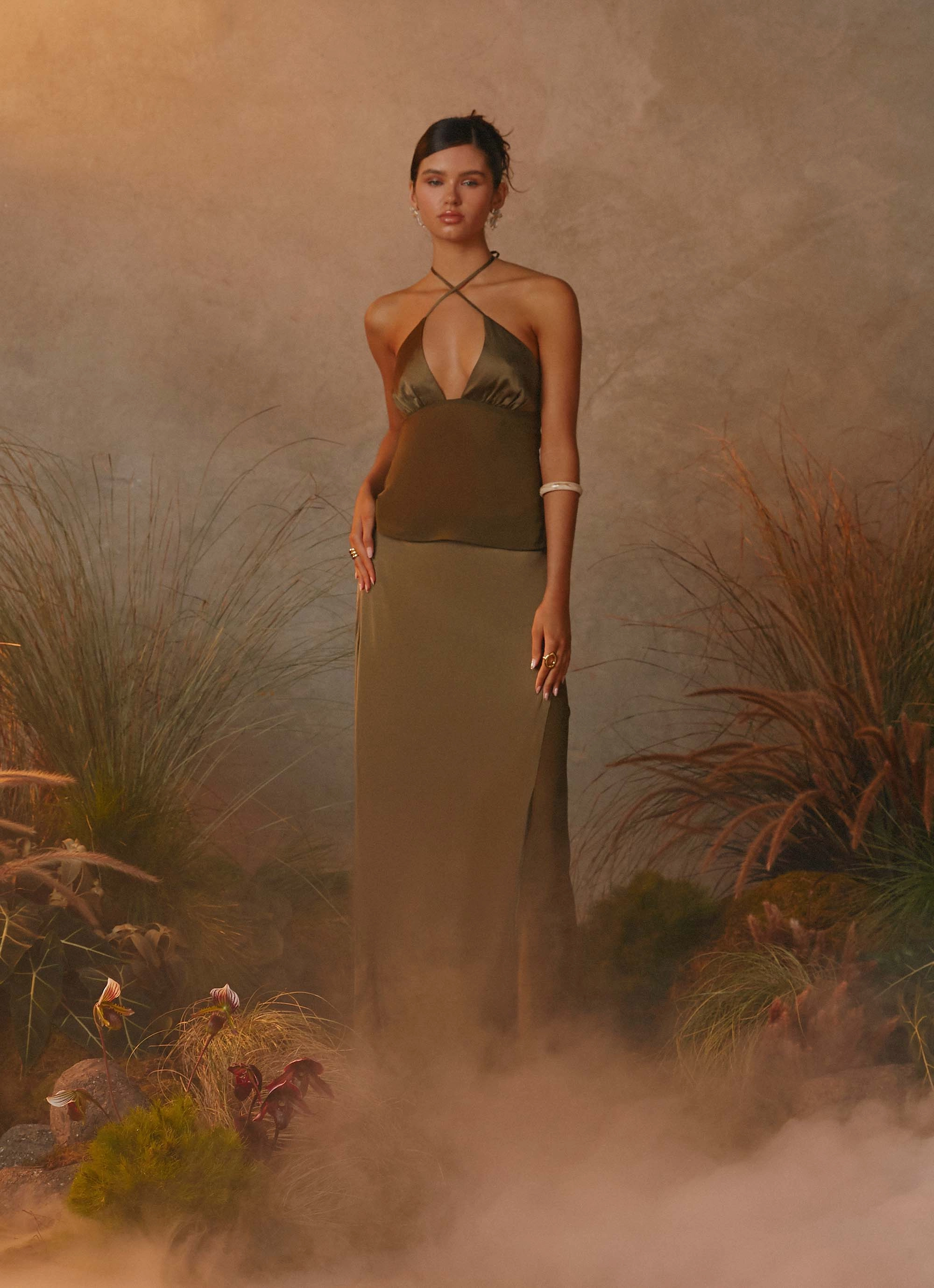 Ellyse Top - Khaki Gathered waist Seasonal Layering