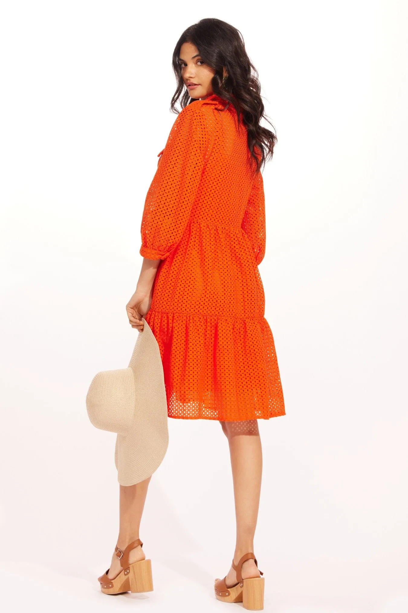 Chill Detail Breathable Comfort Wear Eloise Dress ?C Tangerine Eyelet
