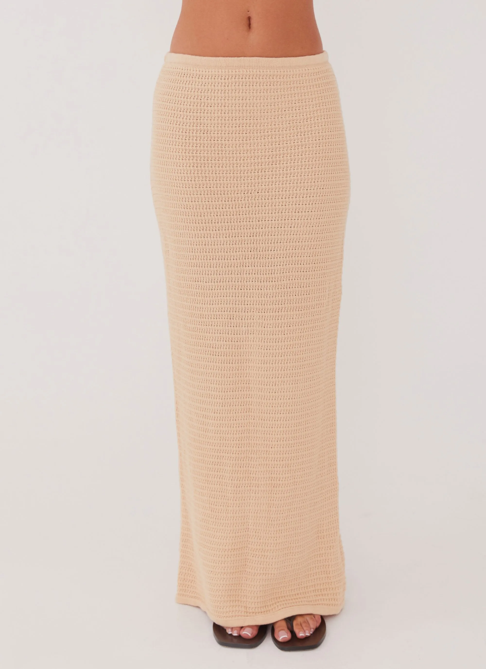 Chilly Day Layers Emaline Knit Maxi Skirt - Beige