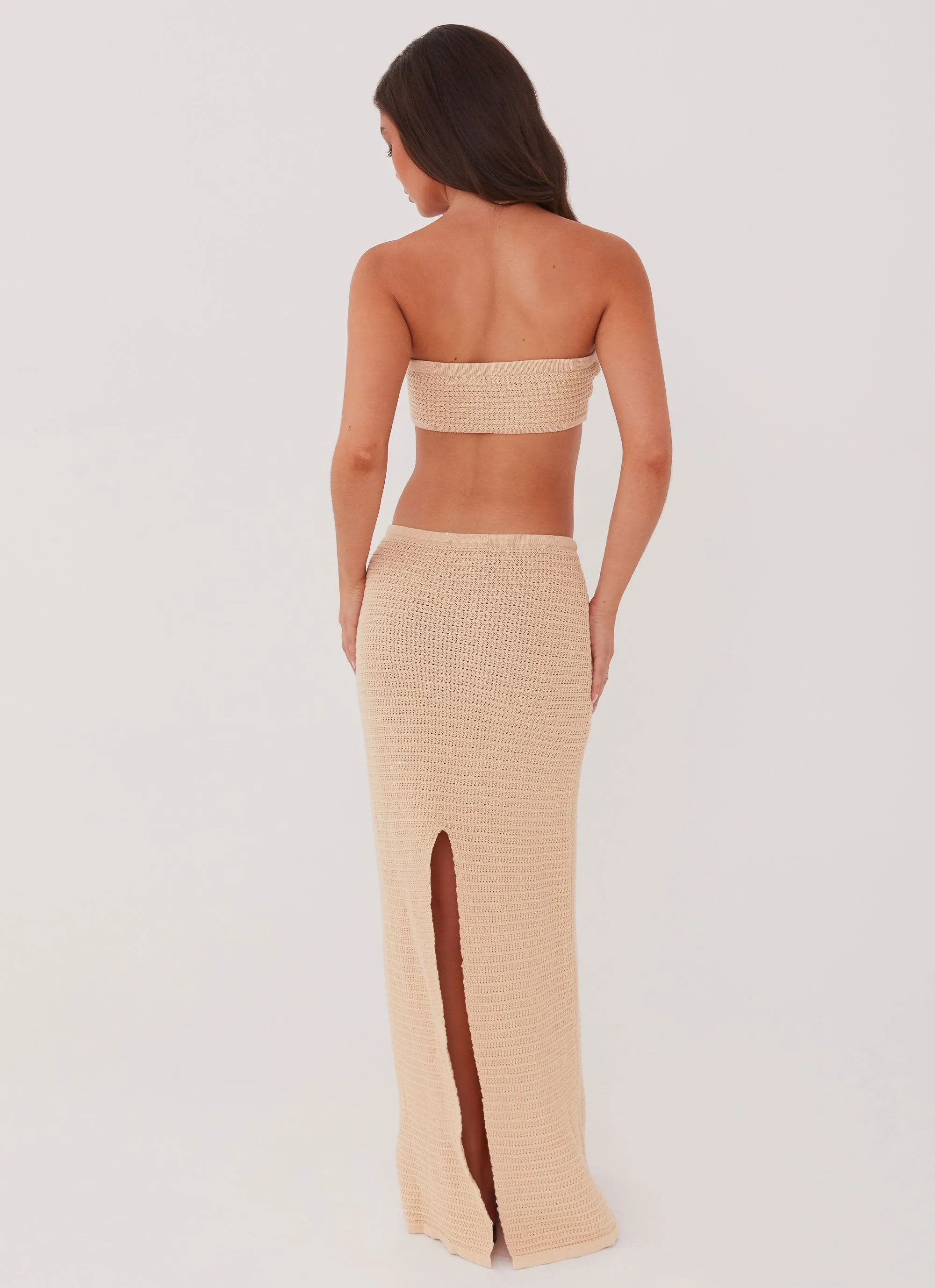 Emaline Knit Maxi Skirt - Beige Anti Snag Threading