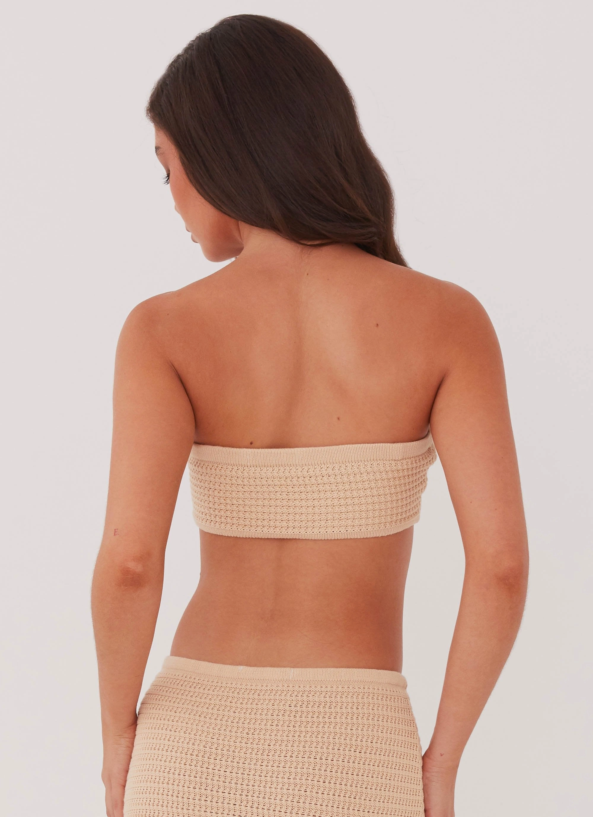 Comfort Cushion Neckline Emaline Knit Bandeau Top - Beige
