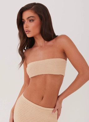 Emaline Knit Bandeau Top - Beige AbrasionResistant Material Emaline Knit Bandeau Top - Beige UV protection layer ZipperedPockets