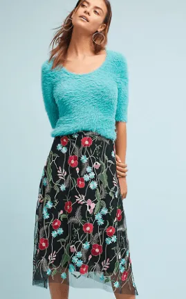 Embroidered Black Floral Skirt All Day Bold Accent