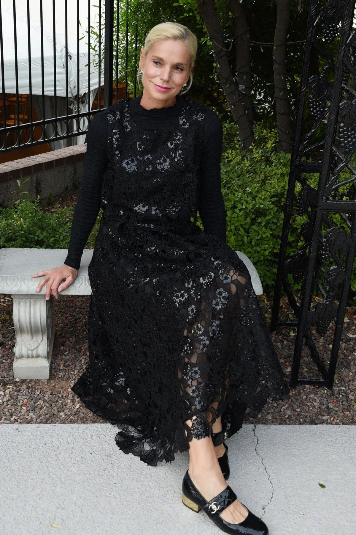 Frayed Finish Embroidered Lace Shine Maxi Skirt