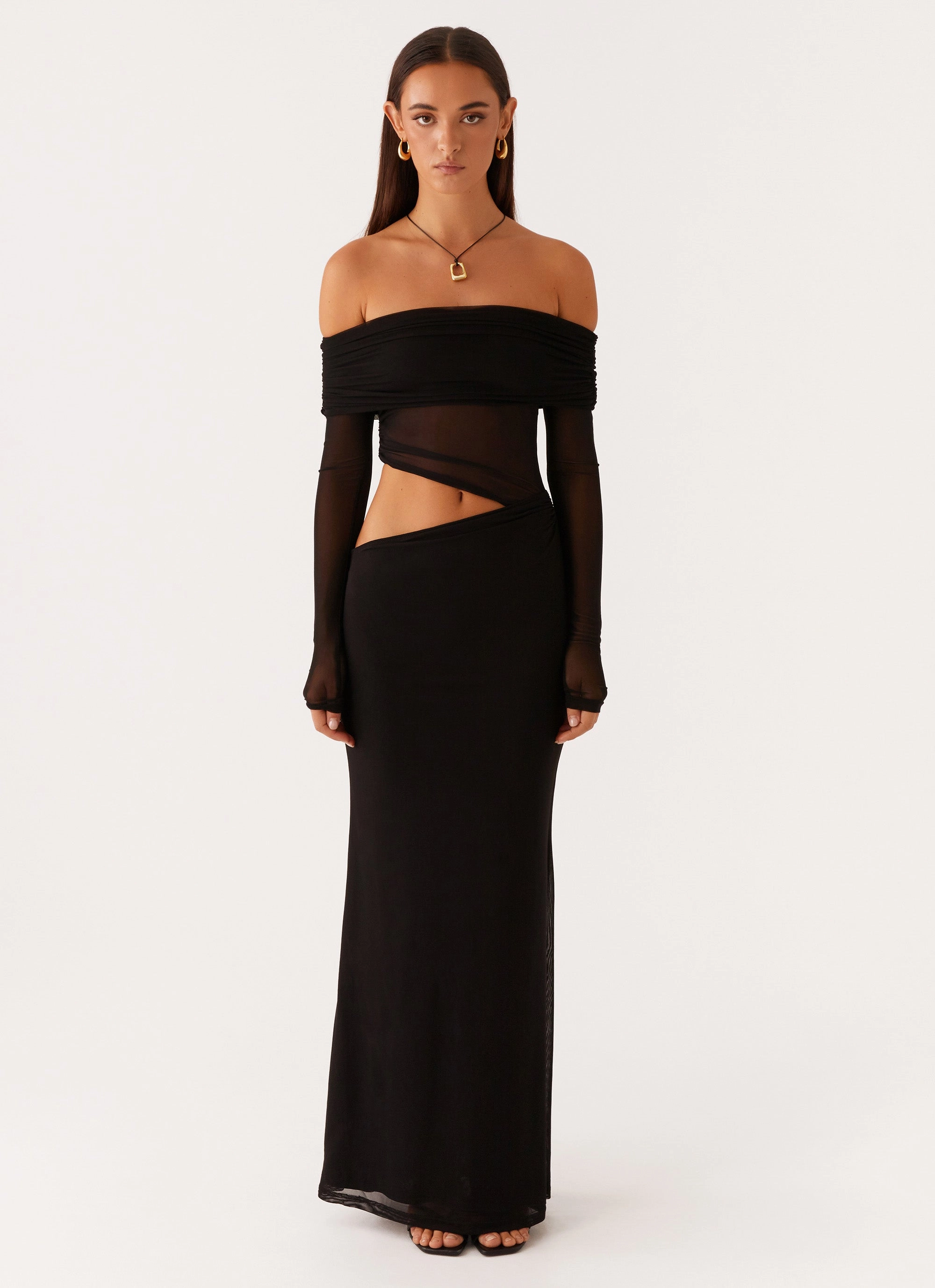 Fit Waist Clean Cut Emery Maxi Dress - Black