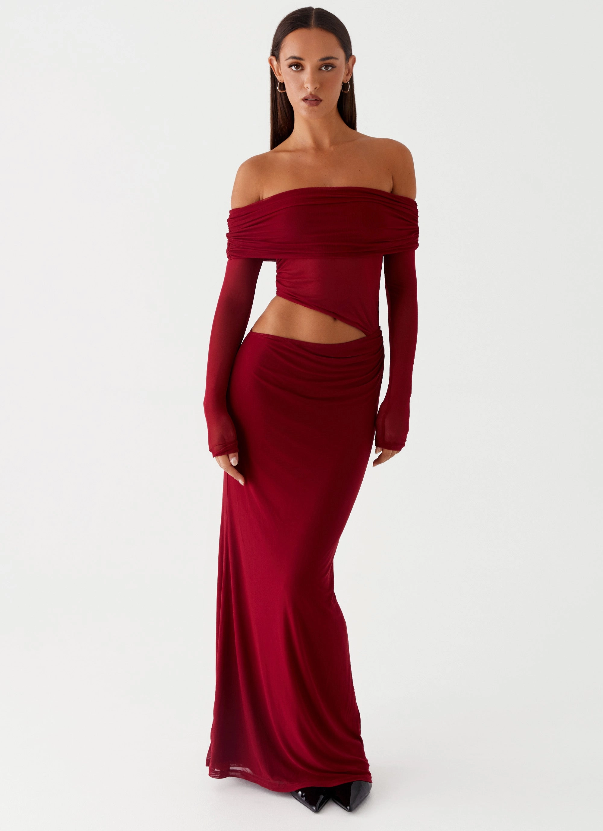 Color-Blocked Emery Maxi Dress - Cherry Red